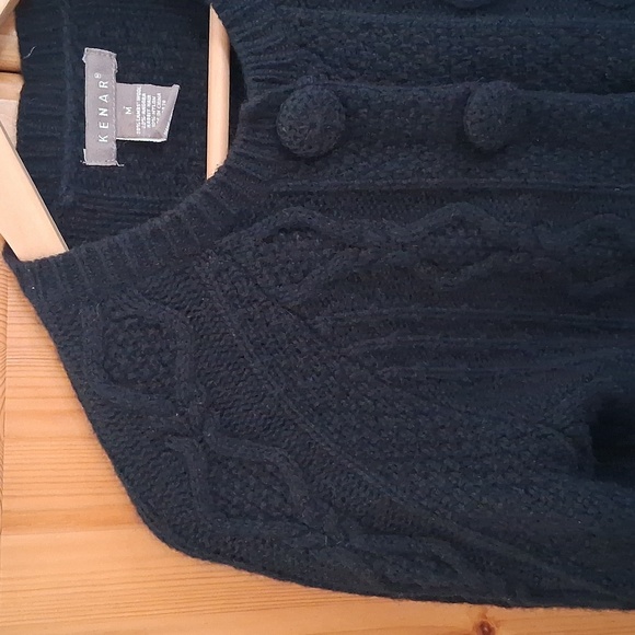 Kenar Y2K Black Lamswool Angora Cable Knit Cardigan Sweater Size Medium - Picture 2 of 7